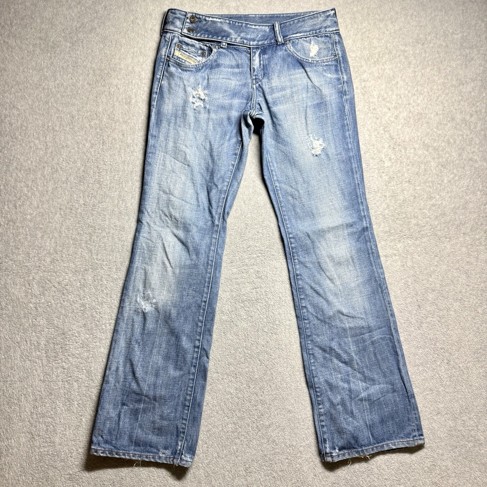 Y2K Diesel Lowrise Cherone Bootcut Belted Jeans Womens 29x31 Light Wash Italy